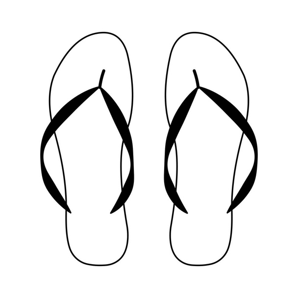 Infradito icona sandalo, infradito scarpe per la linea estiva pantofola - Vettoriali, immagini