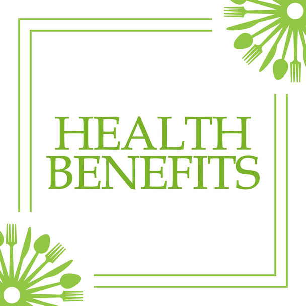 Health benefits text written over green background. - Photo, Image