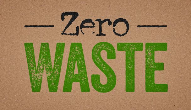 Zero odpadów zapisanych na retro papierowym tle - Zdjęcie, obraz