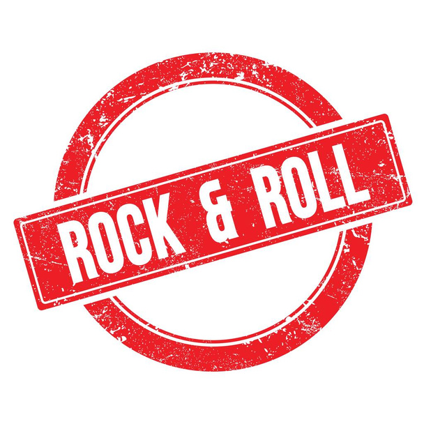 ROCK & ROLL texto en rojo grueso ronda vintage sello. - Foto, imagen