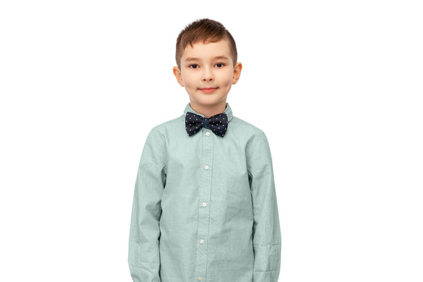 portrait of little boy in shirt with bowtie - 写真・画像