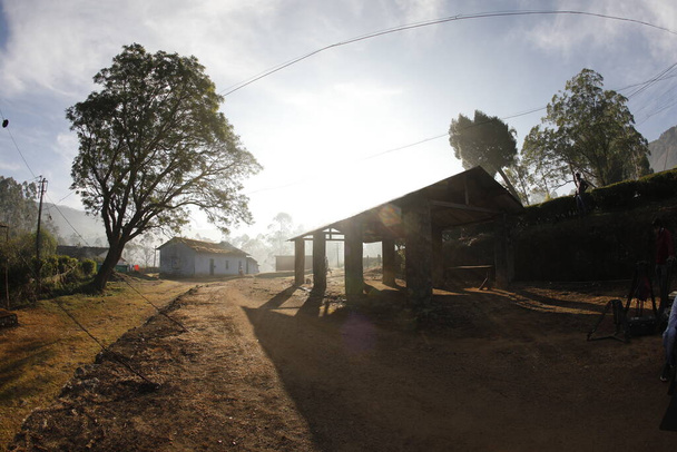 農村地帯に小屋｜ムンナル・ケーララ・インディア - 写真・画像