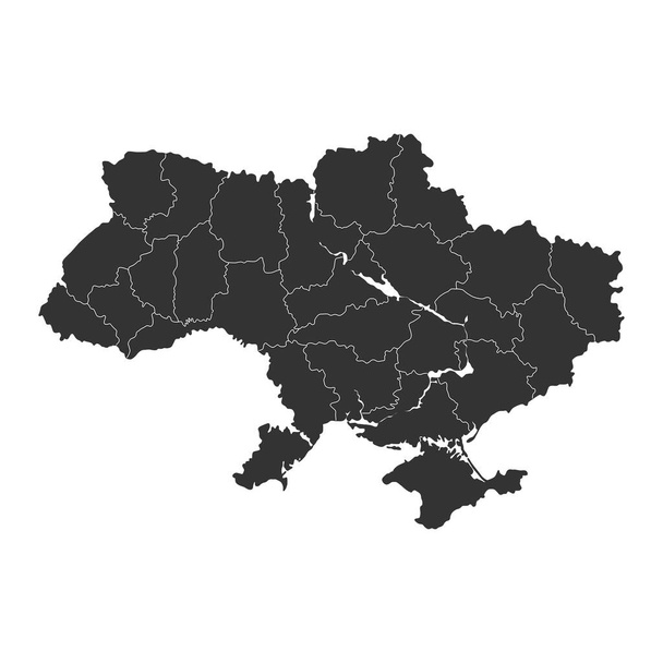 Карта Украины - Карта мира Международный векторный шаблон с высокой детализацией, включая черный и серый цвет контура, изолированный на прозрачном фоне - векторная иллюстрация eps 10 - Вектор,изображение