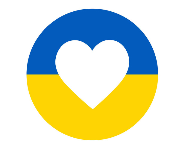 Ukraine Flag National Europe Emblem With Heart Symbol Abstract Vector Design - Διάνυσμα, εικόνα