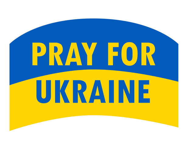 Pray For Ukraine Symbol Emblem With Flag Icon Abstract Vector Design - Vector, Image