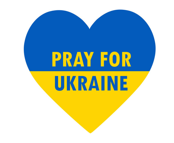 Pregare per l'Ucraina Simbolo emblema con la bandiera Cuore Nazionale Europa astratto vettoriale Design - Vettoriali, immagini