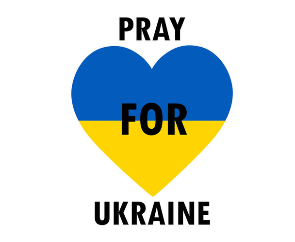 Pray For Ukraine Symbol Emblem Heart With Flag Abstract Vector Design - Vettoriali, immagini