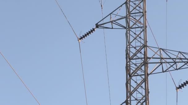 High voltage mast with cables and insulators. Rising energy prices - Footage, Video