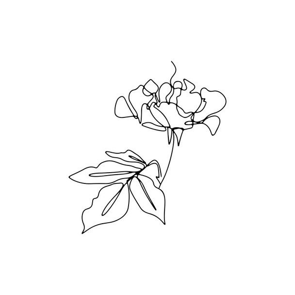One single line rose flower drawing. - Vektör, Görsel
