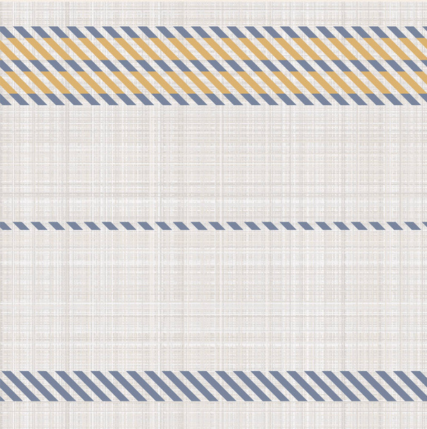 Seamless French country kitchen stitch stripe fabric pattern print. Yellow white vertical striped background. Batik dye provence style rustic woven cottagecore textile.  - Vector, Image