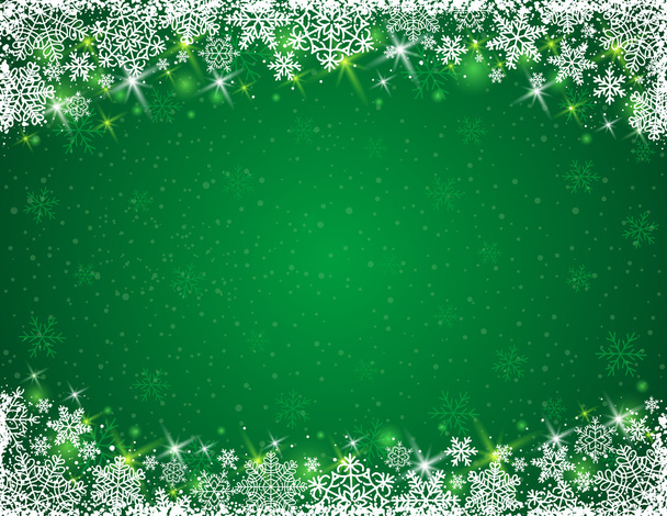 green background with  frame of snowflakes,  vector - Vector, Image
