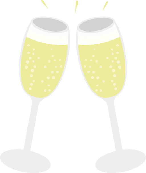 Illustrazione vettoriale di due bicchieri di champagne tostati - Vettoriali, immagini