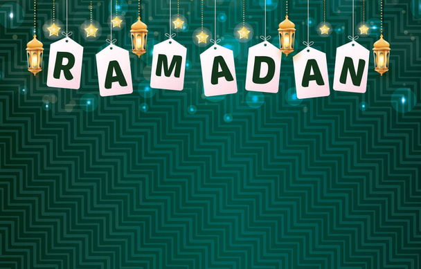 minimal ramadan background banner with green and white colour design - Вектор,изображение