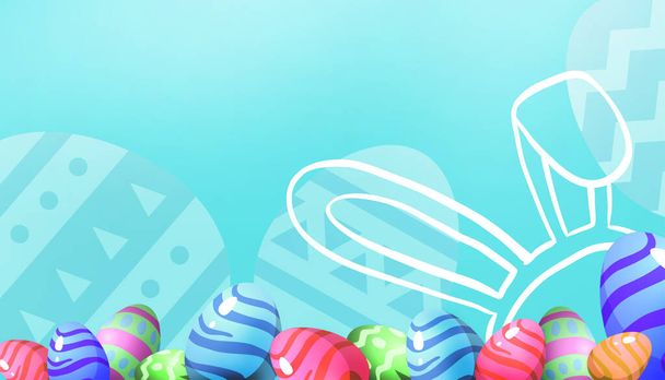 Easter poster design for banner and bunny paper cut style with Easter eggs on Green. product ,display ,copy space, banner ,greeting card, website -3d rendering - Photo, Image