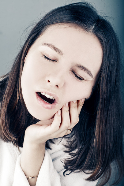 Beautiful woman having toothache close up - Photo, Image