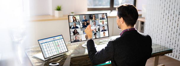Videoconferencia virtual en línea Webinar Business Call - Foto, imagen