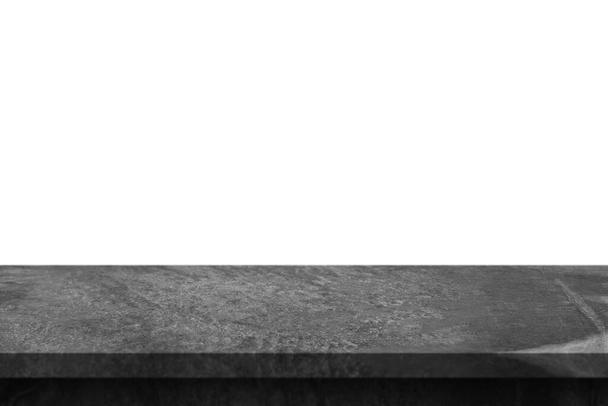 Černá mramorová kamenný stůl top izolované na bílém pozadí - Fotografie, Obrázek