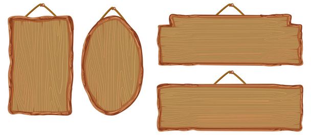 Set of different wooden sign boards illustration - Vector, Image