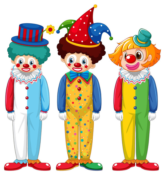 Set of clown cartoon character illustration - Vector, Image