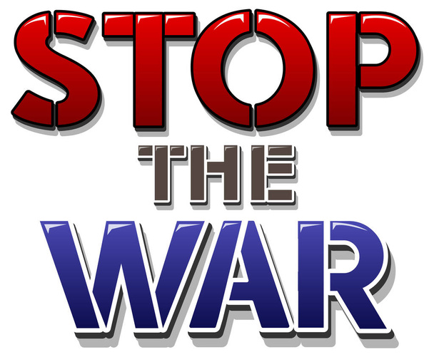 Font design with word stop the war illustration - Vektor, kép