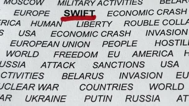 Έννοια για την απαγόρευση της Ρωσίας από το SWIFT. Ρωσική εισβολή στην Ουκρανία έννοια - Πλάνα, βίντεο