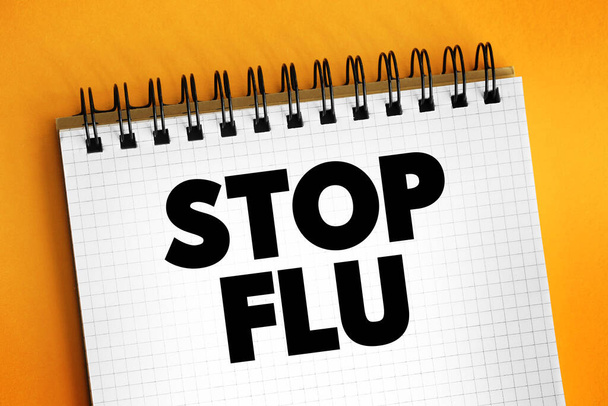 Остановить грипп текст на блокноте, концептуальный фон - Фото, изображение
