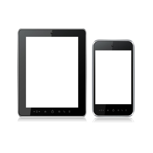 Tablet and smartphone gadget set illustration isolated on white background. - Wektor, obraz