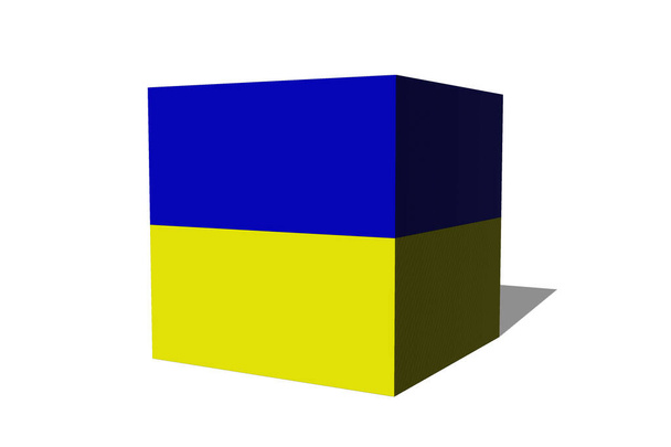 Ukrajnában. Ukrán zászló. Cube 3D Ukrajna design. Vízszintes kialakítás. Illusztráció a zászló az ukrán. Vízszintes kialakítás. Absztrakt dizájn. Illusztráció. Térkép. - Fotó, kép