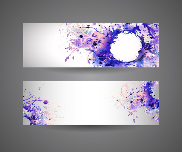 Banner mit abstrakter Sprühfarbe. Aquarell Hintergrund - Vektor, Bild
