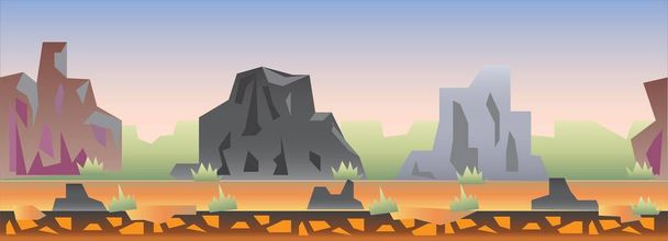 Stone Hill and Mountain Game Background Vector - Вектор, зображення