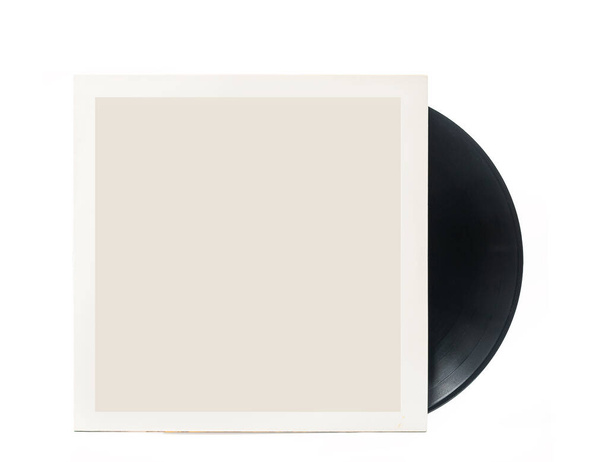 Płyta winylowa LP i papierowy tuleja izolowane na białym tle z ścieżką wycinania - Zdjęcie, obraz
