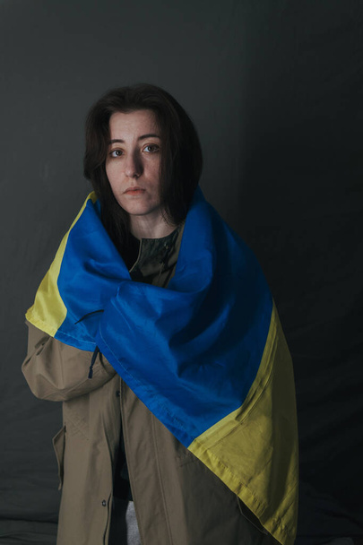 Ukrainian sad woman ready to fight - Fotoğraf, Görsel