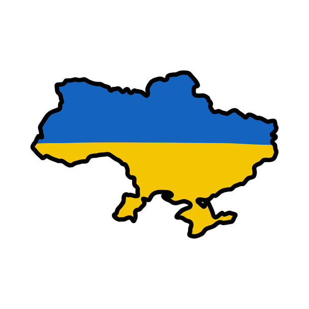 Ukraine mit Ukraine-Flagge-Doodle-Symbol, Vektorillustration - Vektor, Bild