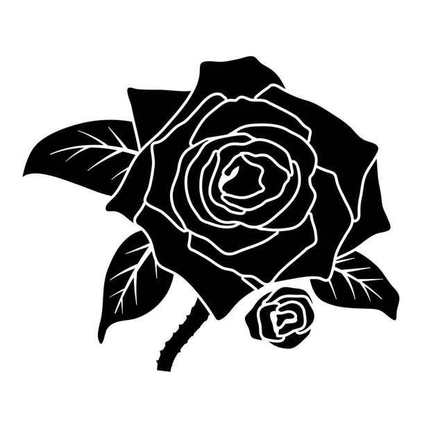 silueta černá růže květinová dekorace vektor ilustrace pozadí - Vektor, obrázek