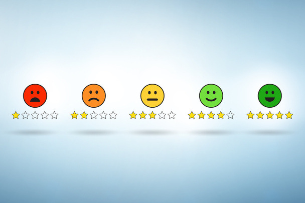 Illustratie van feedback van klanten met gezichten - Foto, afbeelding