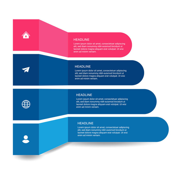Steps business data visualization timeline process infographic template design with icons - ベクター画像