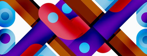 Colorida composición de rayas dinámicas. Fondo abstracto creativo geométrico de líneas para papel pintado, banner o aterrizaje - Vector, imagen
