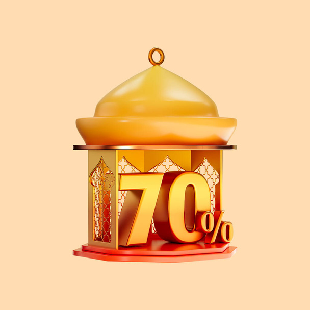 70 per cento icona all'interno islamica lanterna 3d concetto di rendering per il Ramadan o Eid offerta di vendita di sconto  - Foto, immagini
