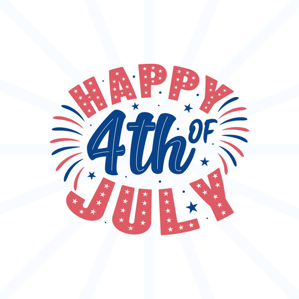 Happy 4th of July, Independence day lettering Free Vector - Διάνυσμα, εικόνα