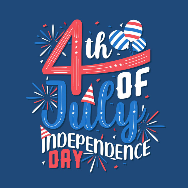 4th of July Independence day, Happy Independence day lettering Free Vector - Vector, Image