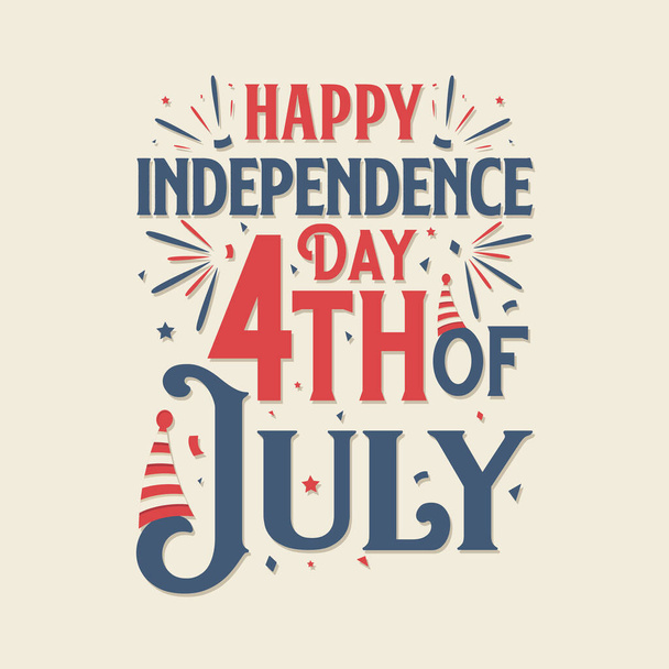 Happy Independence day 4th of July, Happy Independence day lettering Free Vector - Vector, Image