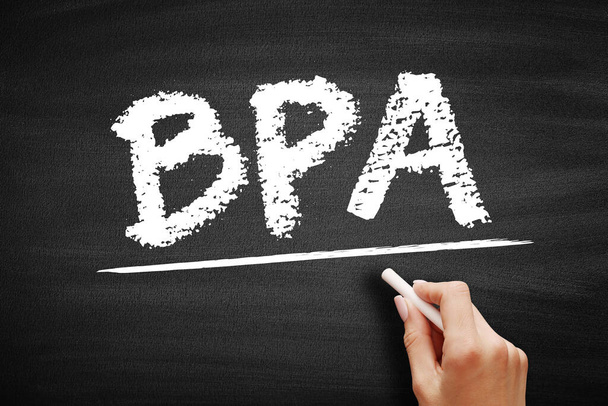 BPA Business Process Analysis - módszertan, hogy megértsék az egészség a különböző műveletek egy vállalkozáson belül, hogy javítsa a folyamat hatékonyságát, mozaikszó szöveg táblán - Fotó, kép