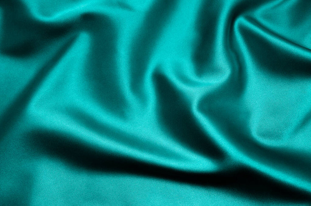 Green satin fabric as background - Photo, Image