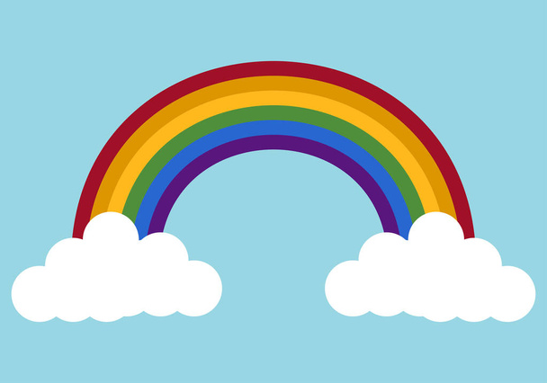 Rainbow with clouds in a sky. - Vector, Image