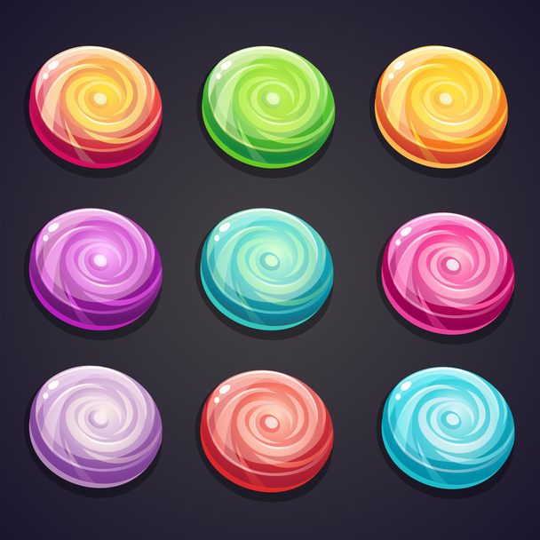 Set of candies of different colors for computer games - Vector, Image