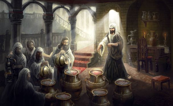 Християнин перетворює воду в вино
 - Фото, зображення