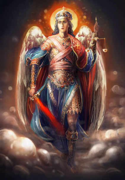 Archangel Michael with burning sword - Photo, Image