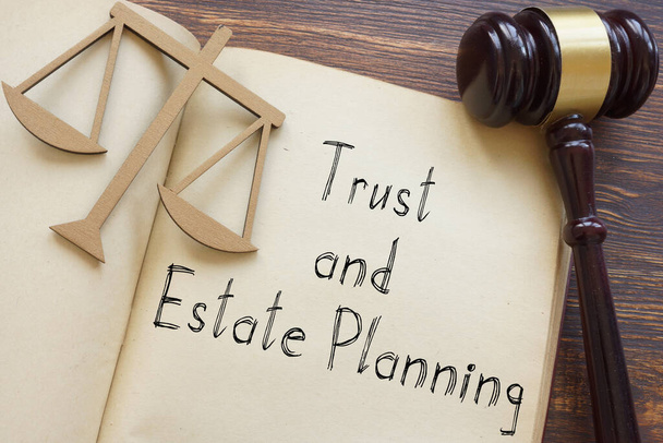 Trust and Estate Planning is shown on the photo using the text and gavel - Foto, Bild