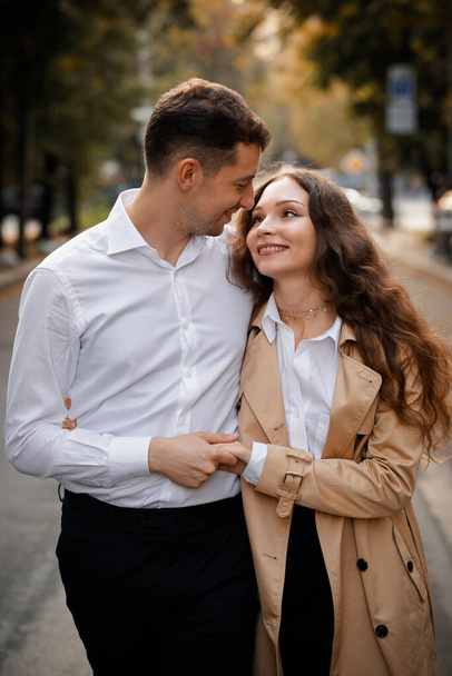 Young happy couple in the city of Ukraine. Lifestyle - 写真・画像
