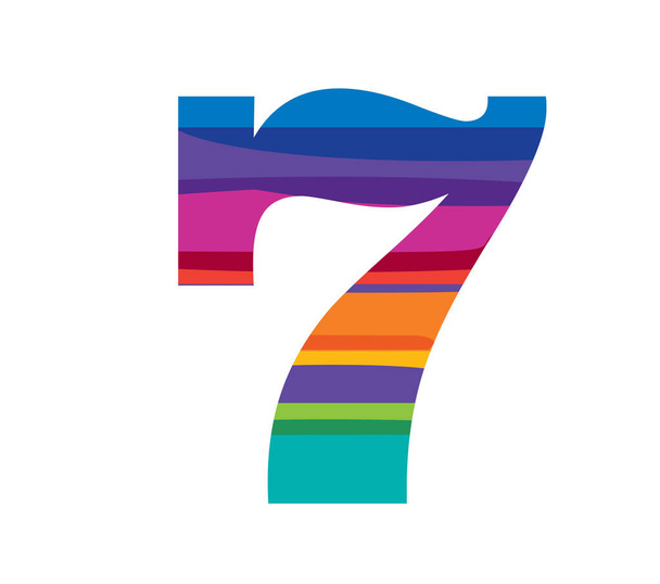 numeerinen numero seitsemän tai 7 useissa väreissä vektori - Vektori, kuva